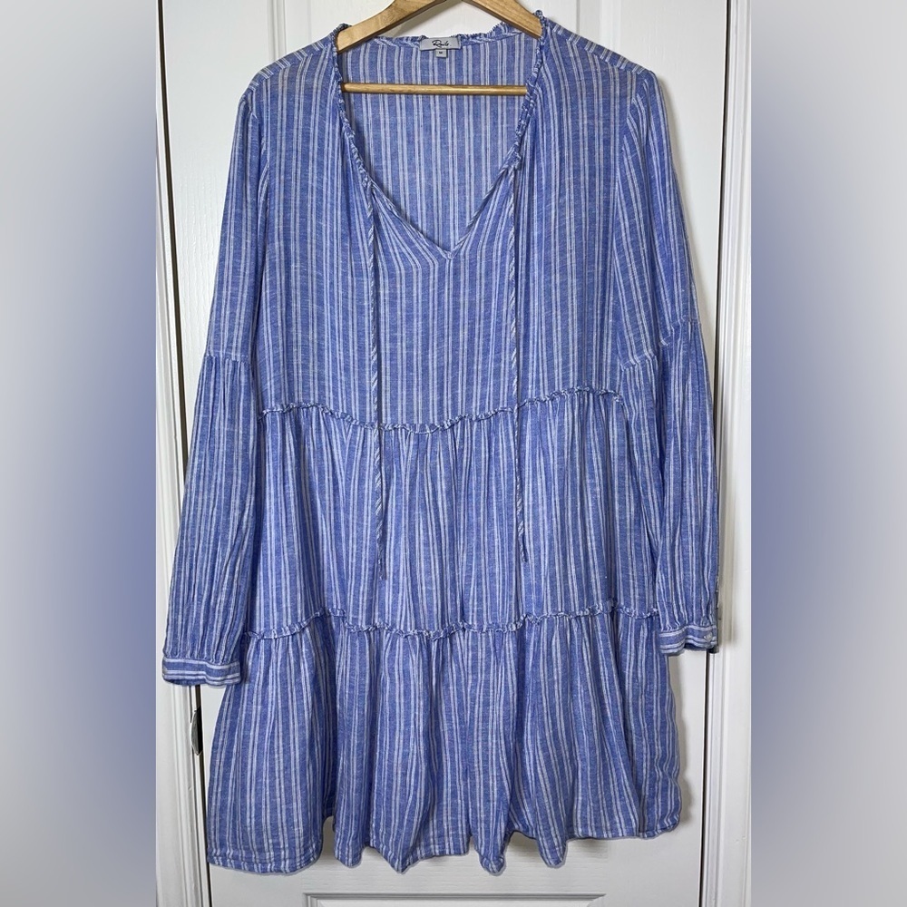 RAILS Everly Dress in Ludlow Stripe  Light Blue Long Sleeve Dress Size Medium - Picture 5 of 12
